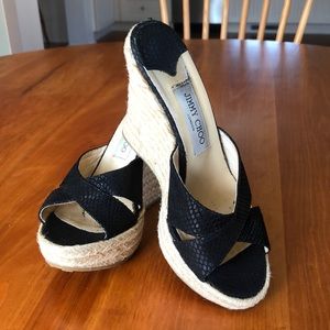 Black snake embossed Jimmy Choo Wedges Size 39